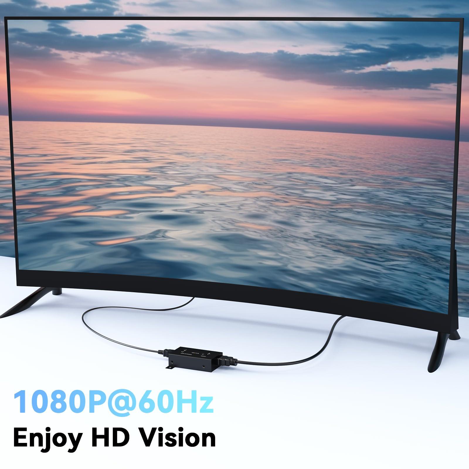 cenmate CENMATE 1x8 HDMI Extender Splitter, 1080P@60Hz HDMI Over Ethernet, Up to 165 FT Transmission Over CAT5e/6/7, 8 Channel Transmission with 1 HDMI Loop Out, Supports IR Control, 3D, HDCP, EDID, POC