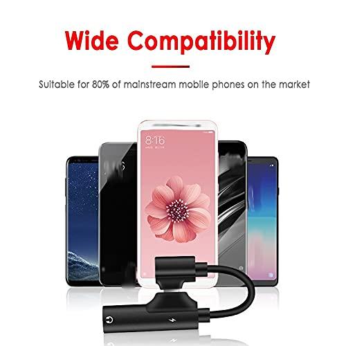 IURDSGIEOOOEWSU USB Hub USB Type C to 3.5mm Jack TypeC Audio Splitter Headphone Cable Earphone Aux 3.5 Adapter Charger Support Charging Song Call (Color : Black) (Red)