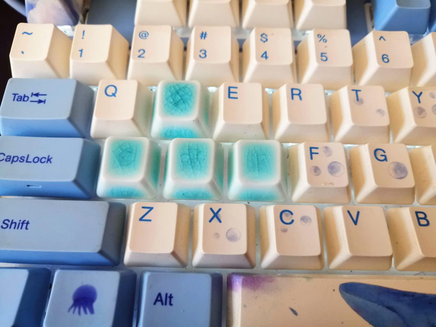 MECHKYP MECHKYP Handmade Pottery/Ceramics Backlit Artisan Keycaps Set 1U Arrow WASD Keycap Cherry Profile for All Cherry MX Switch Gaming Mechanical Keyboard (Ripping Waters 4 Keys)