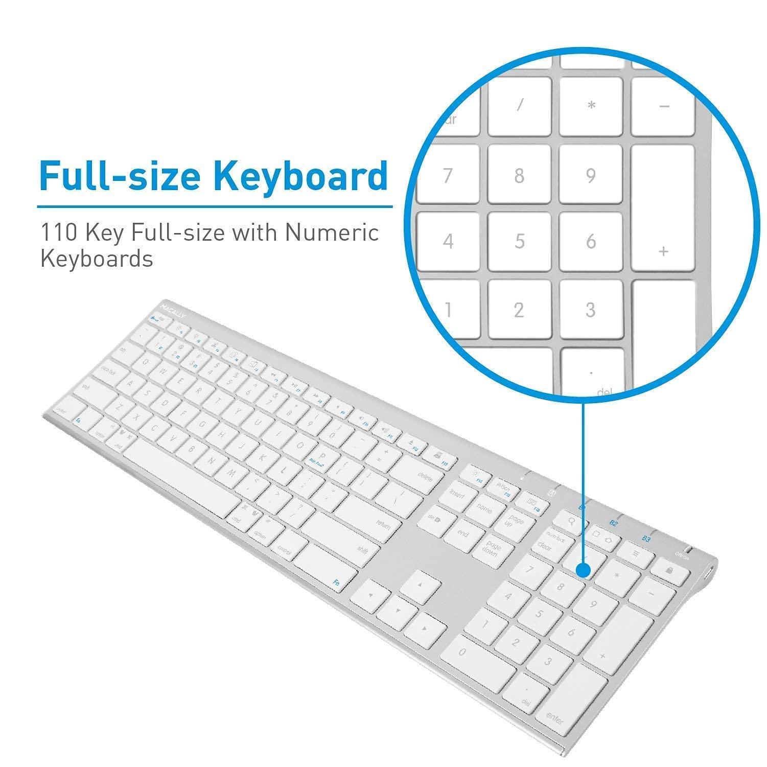 Macally Macally Premium Bluetooth Keyboard and Mouse for Mac | Compatible Apple Wireless Keyboard and Mouse Combo (110 Keys Multi-Device Rechargeable) Keyboard Mouse for MacBook Pro/Air and iMac - Space Gray