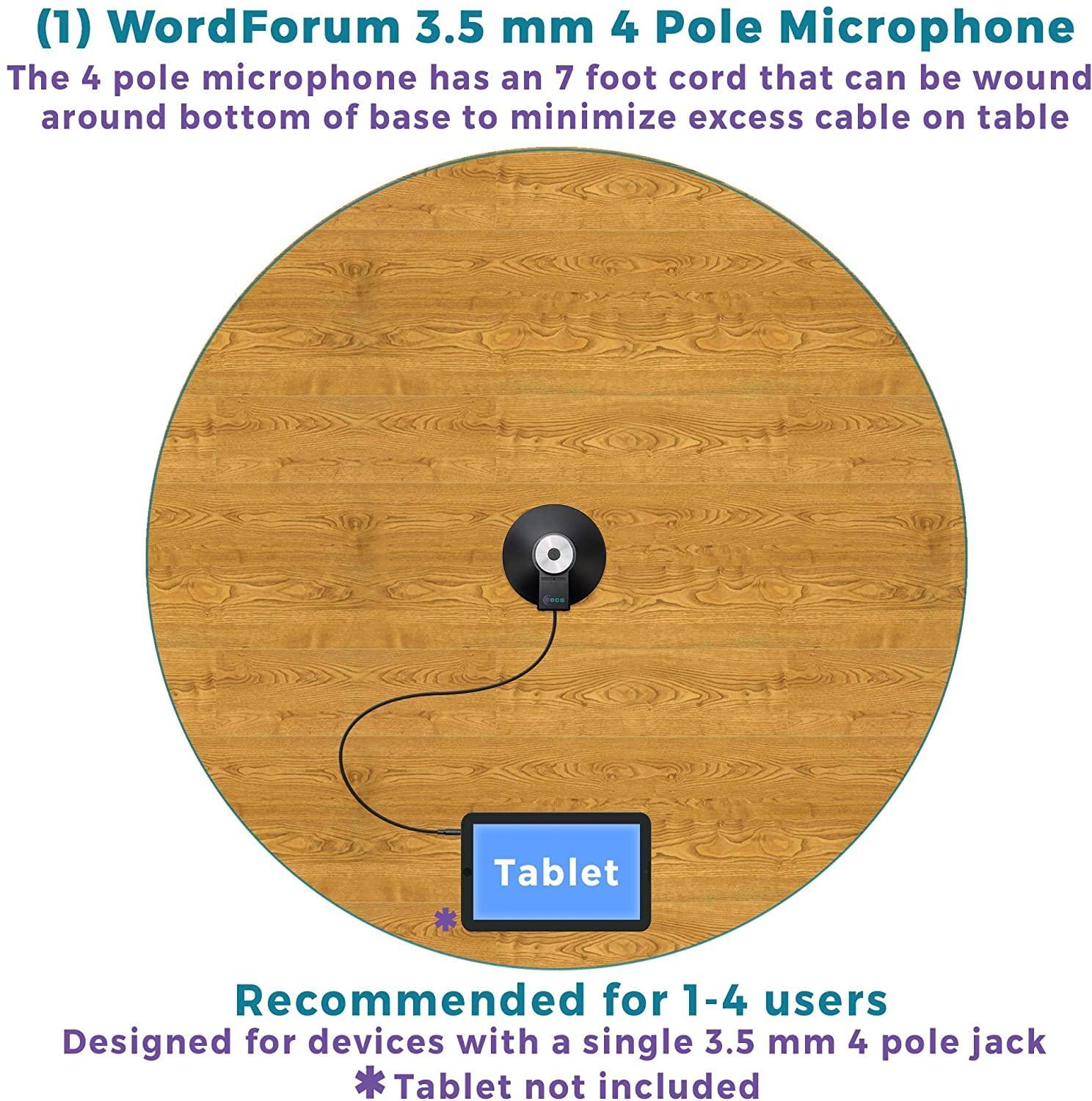 ECS WordForum 3.5mm TRRS 4 Pole 360 Omni-Directional Conference Recording Microphone with Daisy Chain Option for Meetings Using iPhone, Android, Smartphone, Microsoft Surface and Other Tablets