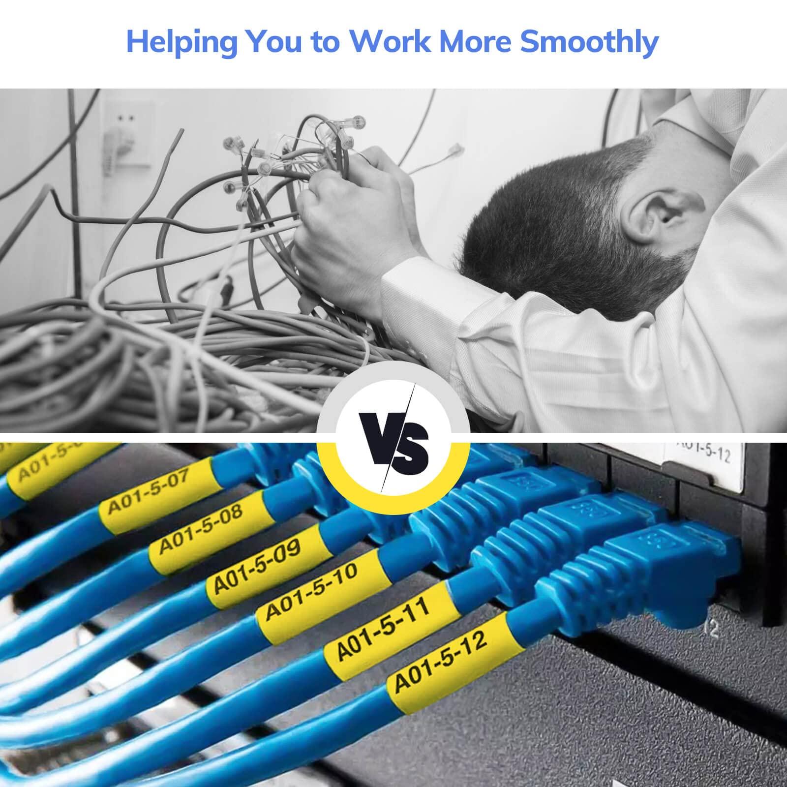 Cruxer 8 Pack Compatible with Dymo Rhino Heat Shrink Tube Labels 18056, 1/2" x 4.9' 12mm 1.5m Work with DYMO Rhino 4200 5200 6000 Industrial Label Makers, 18056 Heat-Shrink Label Tape Black on Yellow