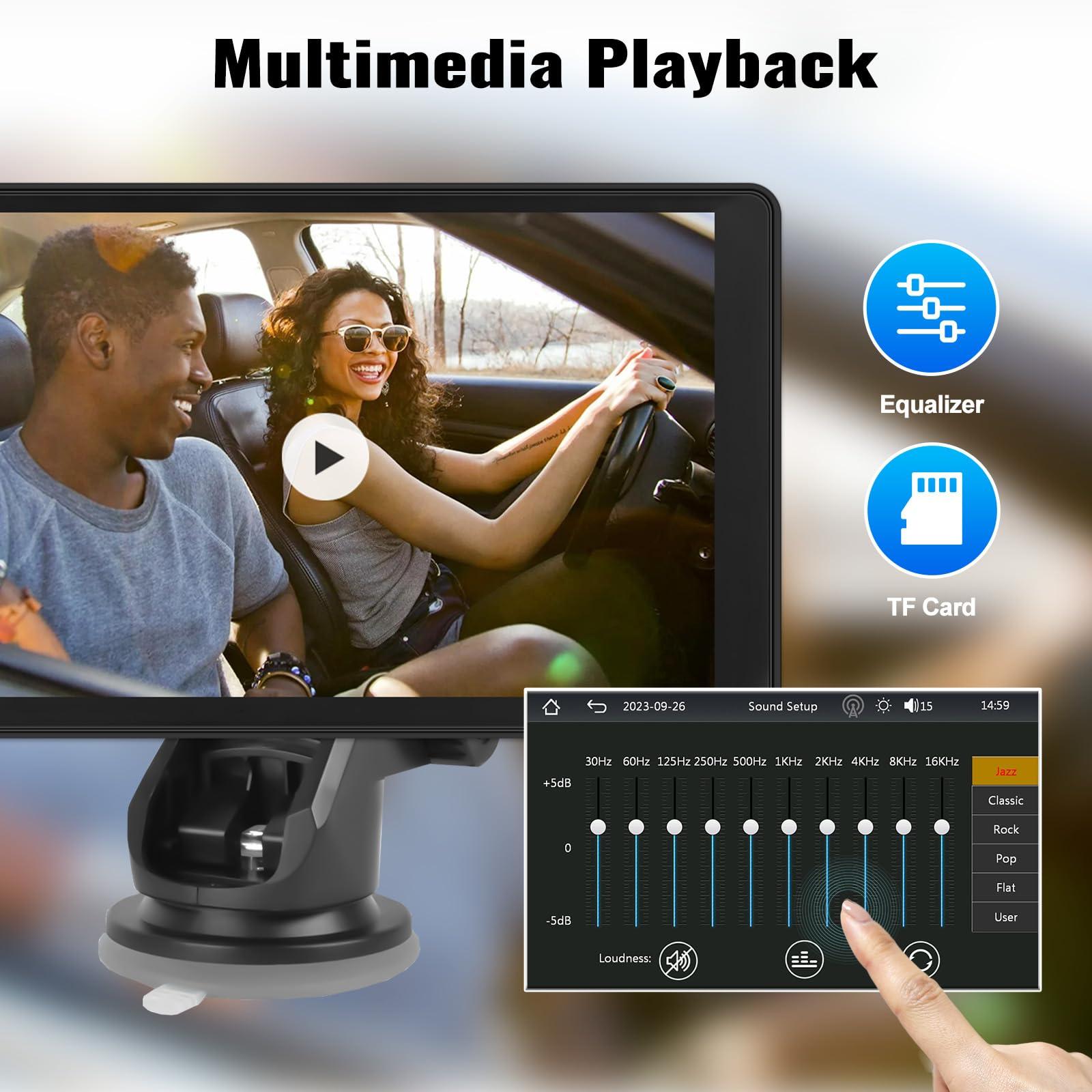 CAMECHO 9 Inch Wireless Car Stereo with Apple Carplay Android Auto Portable Car Play Touch Screen Car Radio Stereo with Siri/EQ/AUX/FM/Bluetooth Drive Mate