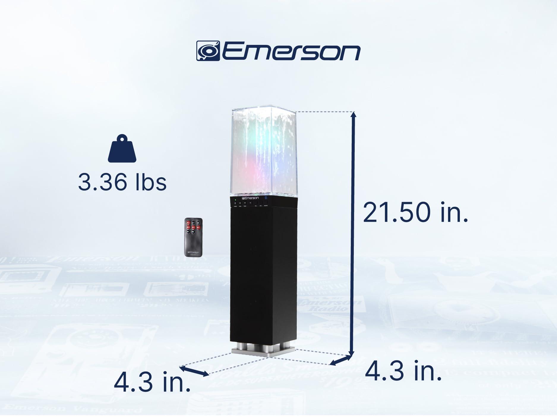 Emerson Emerson EHS-2001 Dancing Water Light Tower Speaker System with Bluetooth and FM Radio, Floor-Standing Wireless Speaker with LED Water Fountain Light Show, Crystal Clear Sound, Bluetooth Streaming
