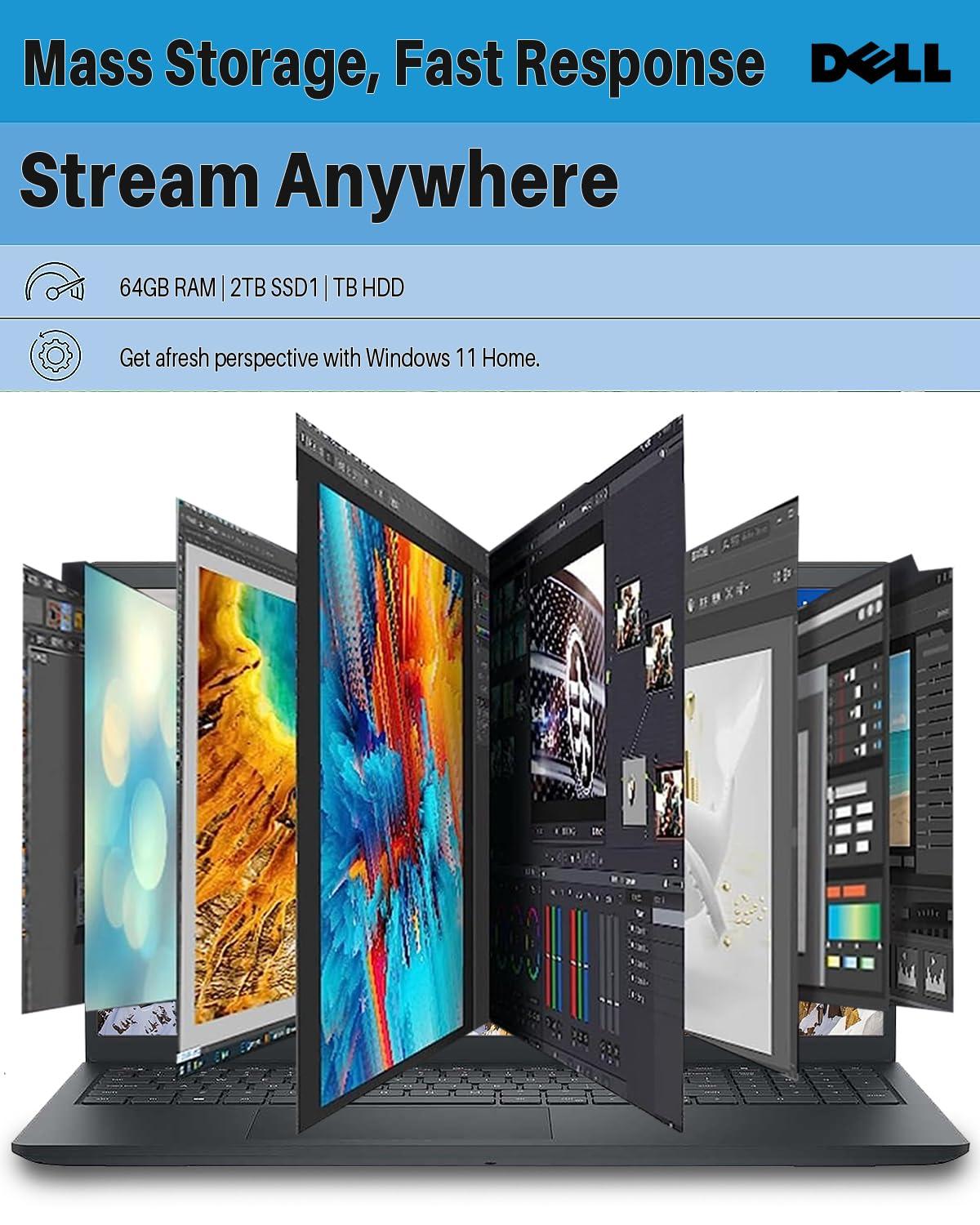 Dell DELL Inspiron 15 Touchscreen Laptop for Business, 15.6" Anti-Glare FHD Laptop, 13th Gen Intel Core i7-1355U(Up to 5GHz, 10 Cores), 64GB RAM, 2TB SSD, 1TB HDD, Wi-Fi 6, Win 11 Pro, with Wired Mouse