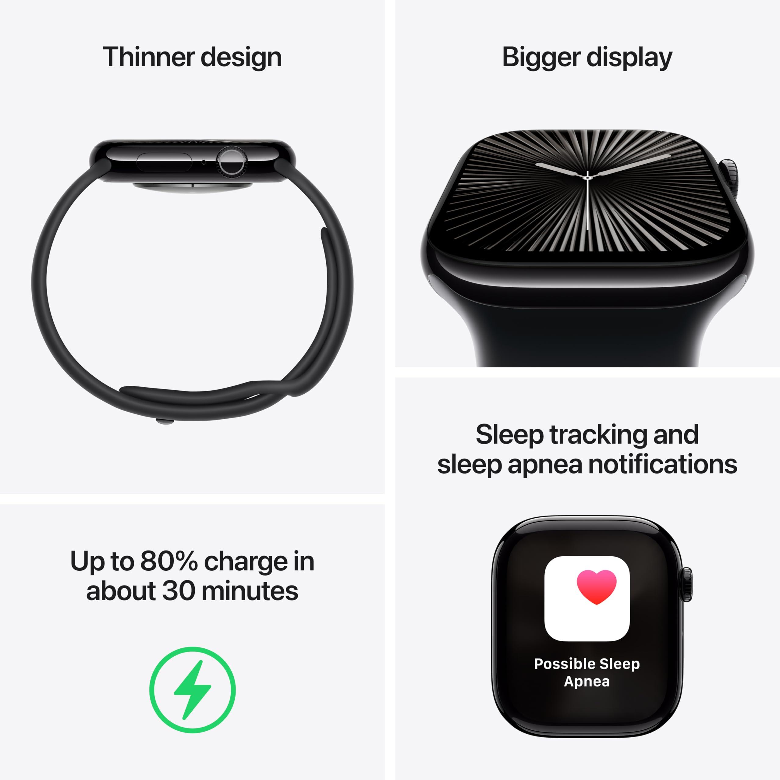 Apple Apple Watch Series 10 [GPS + Cellular 42mm] with Gold Titanium Case with Starlight Sport Band - S/M. Fitness Tracker, ECG App, Always-On Retina Display, Water Resistant with AppleCare+ (2 Years)