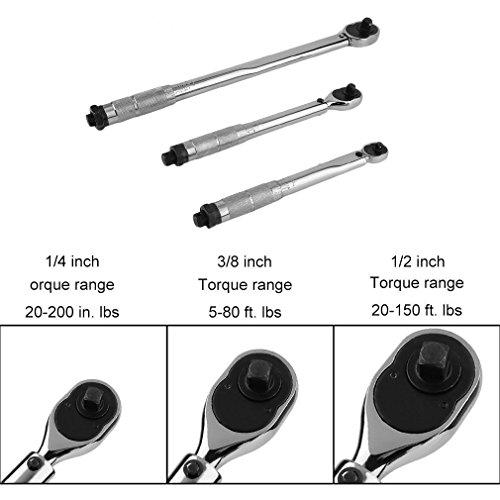 Pittsburg Torque Wrench Set of 3 1/4, 3/8, 1/2 Drive Click Type Snap Socket (3)