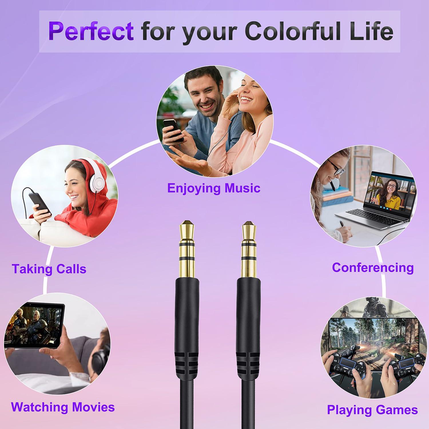 Callez Beats Headphones Replacement Audio Cable Wire 3.5mm to 3.5mm Aux Cord Compatible with Beats Solo2 Solo3 Studio3 Wireless HD Pro by Dr. Dre Sony WH-1000XM4 WH-1000XM5 WH-CH720N Headphones (No Mic)