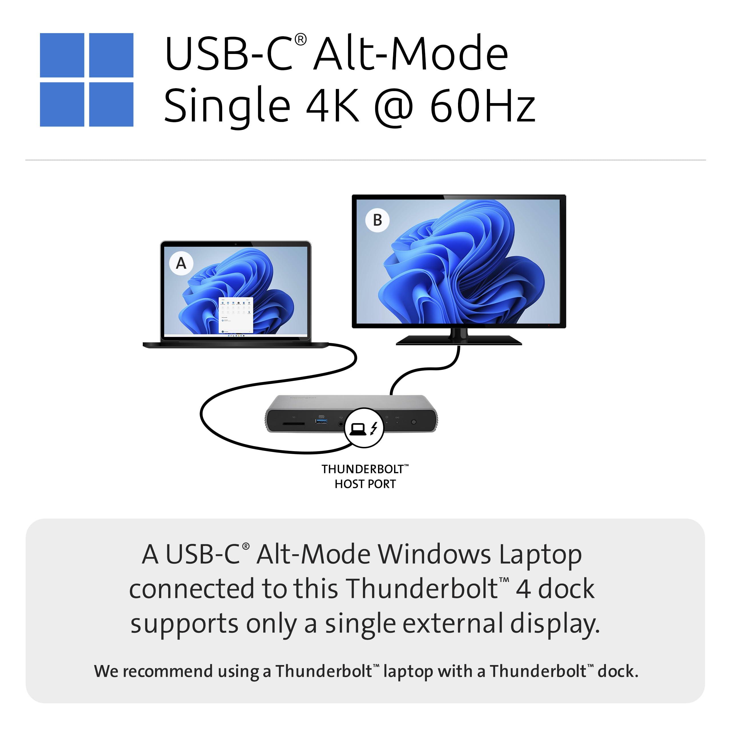 Kensington Kensington SD5780T Thunderbolt 4 Dual 4K Docking Station with up to 100W Power Delivery & SD Card Reader, HDMI & Thunderbolt 4 Ports for Windows and MacBooks (K33040NA)