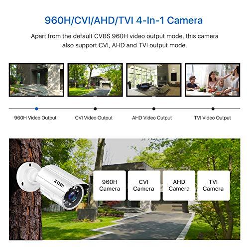 ZOSI ZOSI 2MP HD 1920TVL Outdoor Indoor Security Camera 1080p (Hybrid 4-in-1 HD-CVI/TVI/AHD/960H Analog CVBS), 24PCS LEDs, 80ft IR Night Vision, Weatherproof Surveillance CCTV Bullet Camera