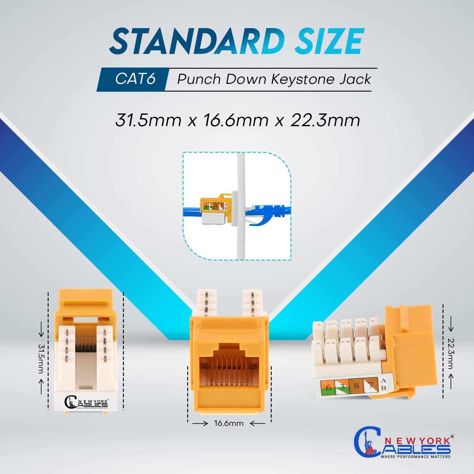 NewYork Cables NewYork Cables cat 6 Keystone Jack 90 Degree Punchdown Ethernet Wall Jack for Patch Panels Wall Plates