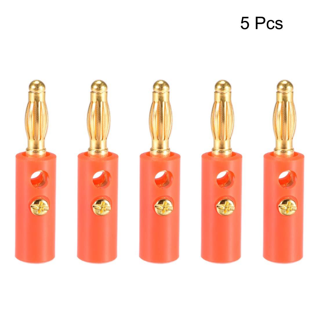 uxcell uxcell 4mm Banana Plugs Speaker Wire Cable Screw Plugs Connectors Red 5pcs Jack Connector