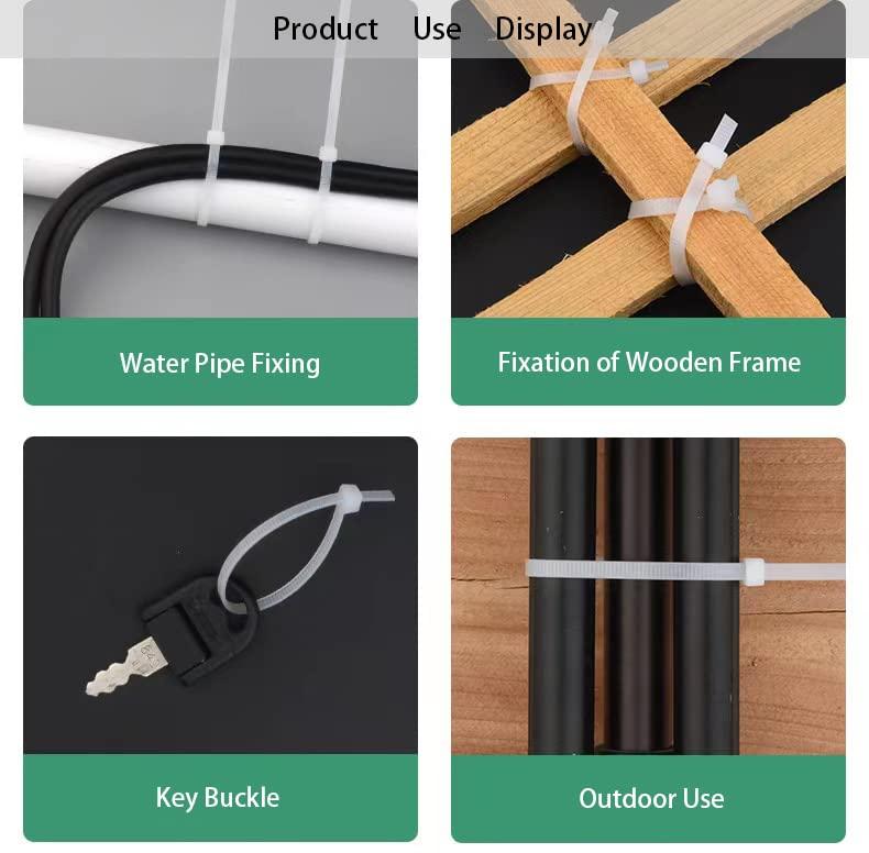 Heyiarbeit Heyiarbeit 6 Inch Zip ties White Plastic Cable Tie Nylon Cable Wire Ties Self-Locking Tie Wraps 100Pcs