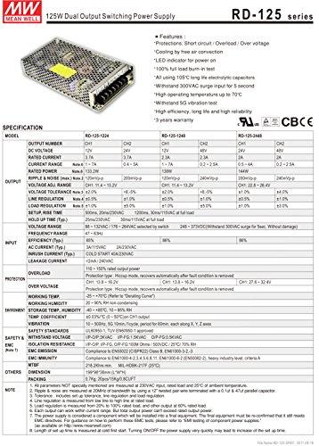 MEAN WELL Mean Well Original RD-125-2448 Dual Output Switching Power Supply 24V/48V 2A 144W