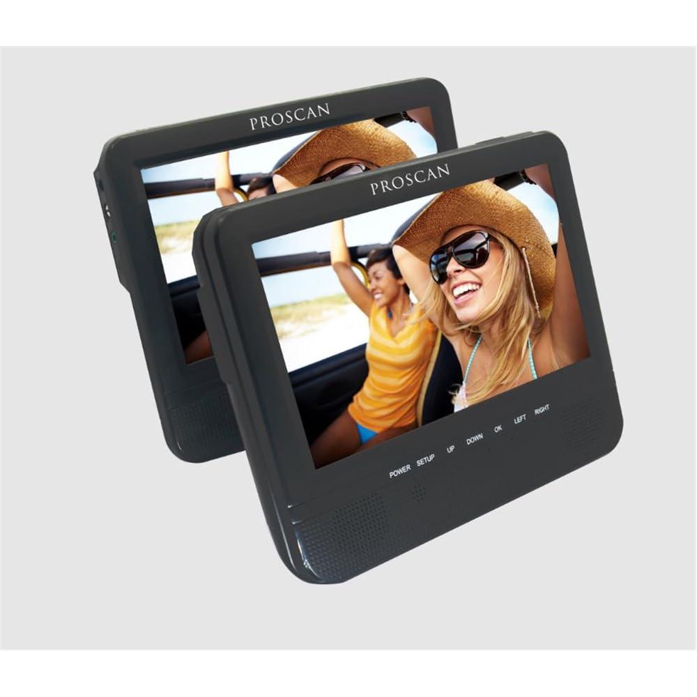 PROSCAN Proscan 7\" Dual Screen Portable CD DVD Player with SD Card slot, USB, 3.5mm, For Family Road trips, Vacations, or on the Go PDVD7751 - Black (Renewed)