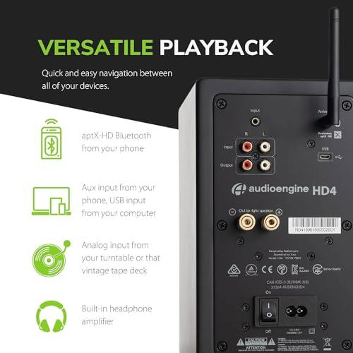 Audioengine Audioengine HD4 Wireless Bluetooth Bookshelf Speakers - Home Theater, Surround Sound, Music, Movies and Gaming