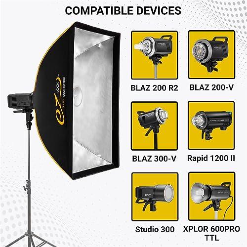 Glow Glow EZ Lock 24x36 Quick Strip Rectangular Bowens Mount Softbox Lighting Kit with External, Internal Diffusers, Deflector Disk and Eggcrate Grid, Folding Softbox for Photography Studio Lighting