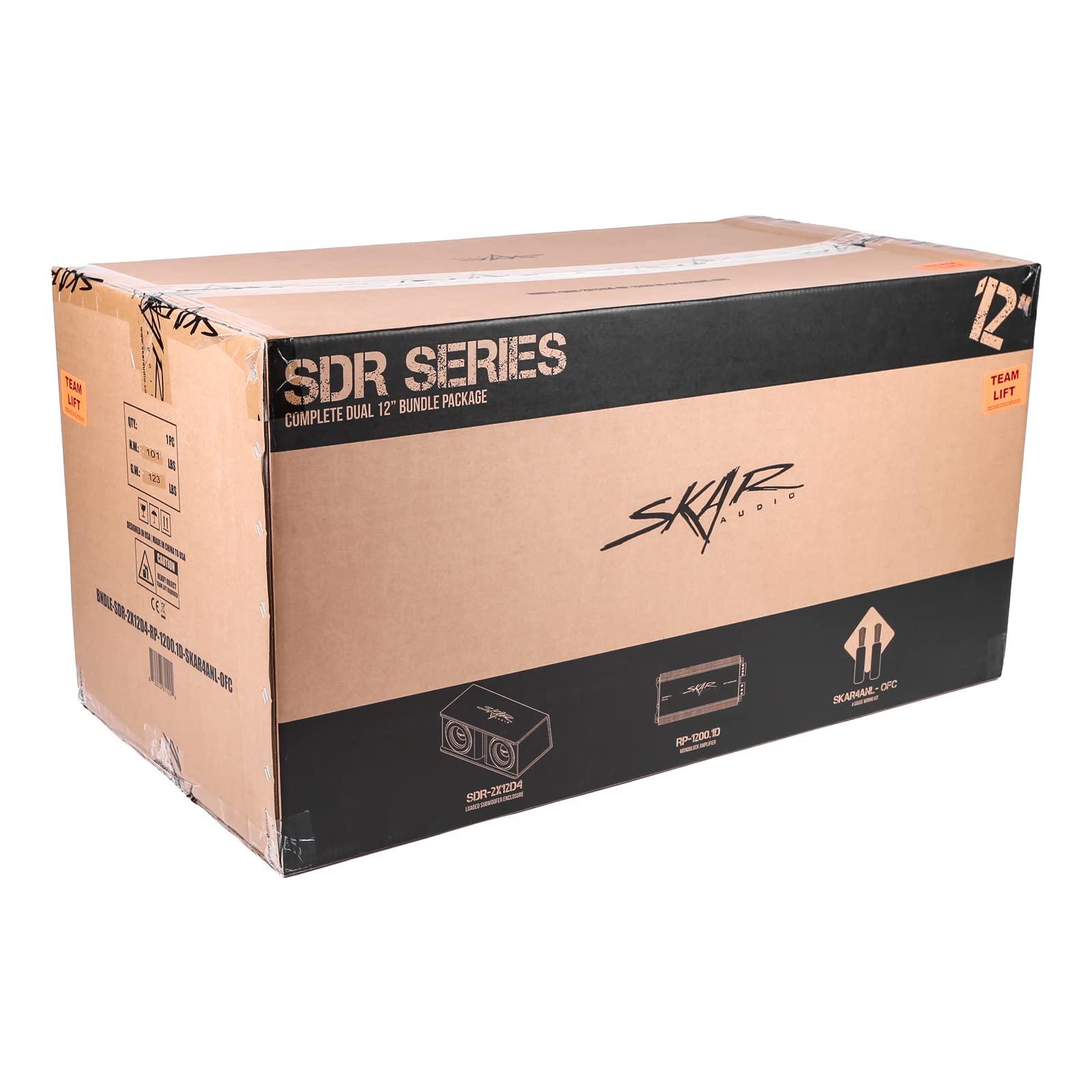 Skar Audio Skar Audio Dual 12\" Complete 2,400 Watt SDR Series Subwoofer Bass Package - Includes Loaded Enclosure with Amplifier