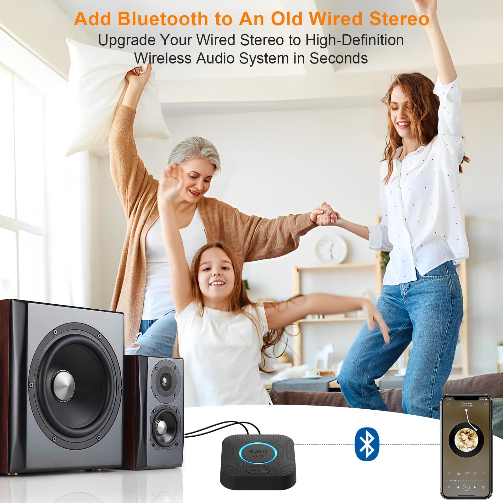 1mii [Upgraded] 1Mii B06 Plus Bluetooth Receiver, HiFi Wireless Audio Adapter, Bluetooth 5.3 Receiver with 3D Surround aptX HD aptX Adaptive for Home Music Streaming Stereo System