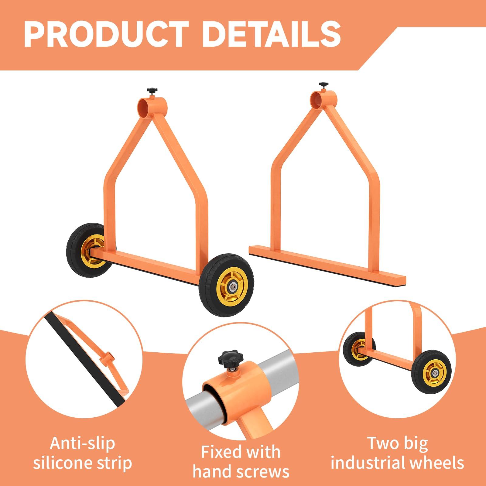 ikare Metal Wire Spool Rack - Cable Rack with Wheels, Wire Spool Holder for Wire Spools Up to 28 Inches in Diameter, Cable Caddy with 220 Lb Capacity