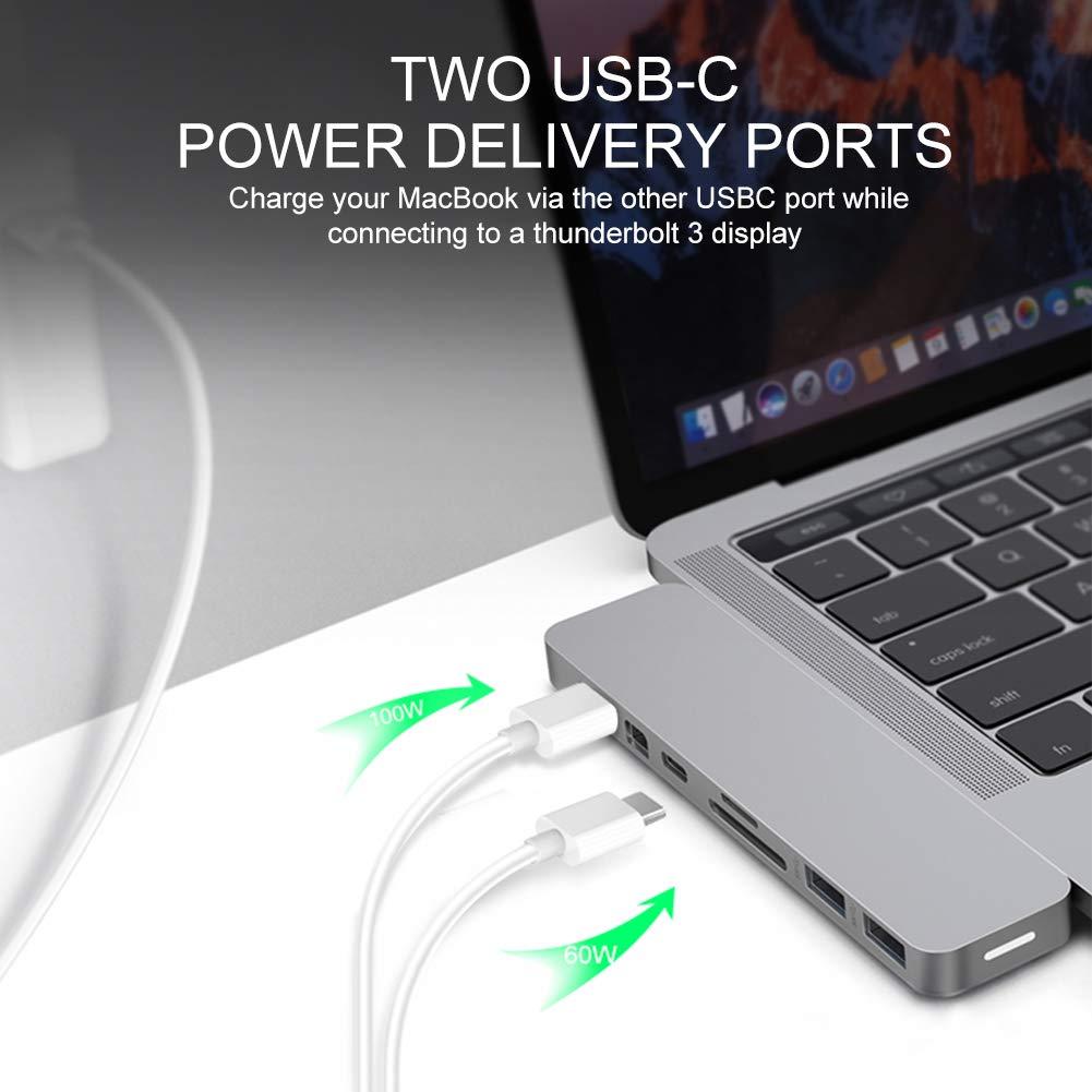 Hyper HyperDrive Mac USB C Hub Adapter, Multi-Port Hub MacBook Pro 2020 2019-2016, MacBook Air 8-in-2 Dongle w Thunderbolt 3, USB-C 100W PD, 4K HDMI, MiniDP, microSD/SD Card Reader, 2xUSB A - Gray