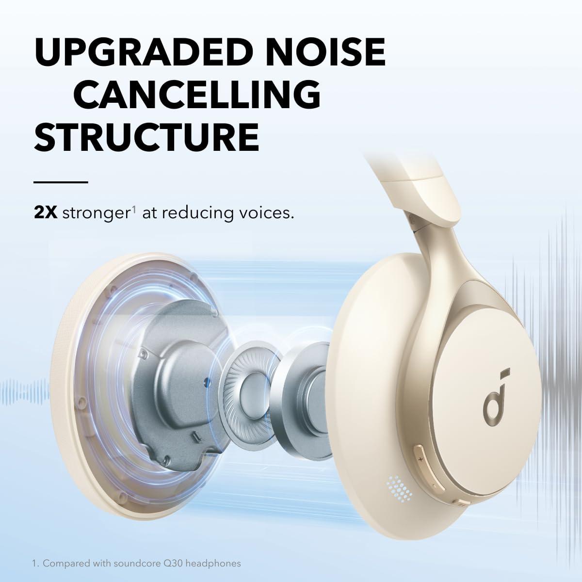 Soundcore Soundcore by Anker, Space One, Active Noise Cancelling Headphones, 2X Stronger Voice Reduction, 40H ANC Playtime, App Control, LDAC Hi-Res Wireless Audio, Comfortable Fit, Clear Calls, Bluetooth 5.3