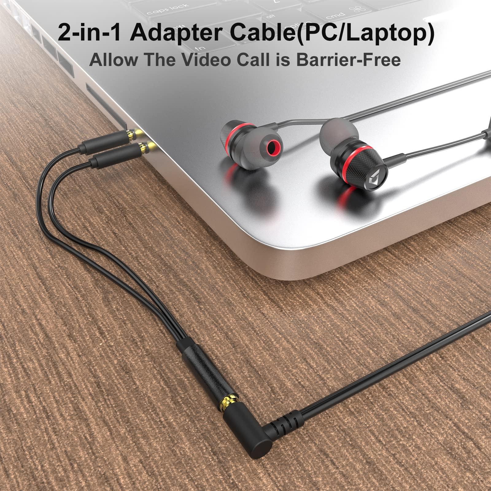 1Mii 1Mii Wired Earbuds with Microphone & Volume Control, in-Ear Headphones Magnetic with Deep Bass, Noise Isolating, High Sound Quality Earphones with 3.5mm Jack for Phone, Android, PC, iPad, MP3(Black)