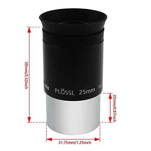 Astromania Astromania 1.25" 25mm Plossl Telescope Eyepiece - 4-Element Plossl Design - Threaded for Standard 1.25inch Astronomy Filters