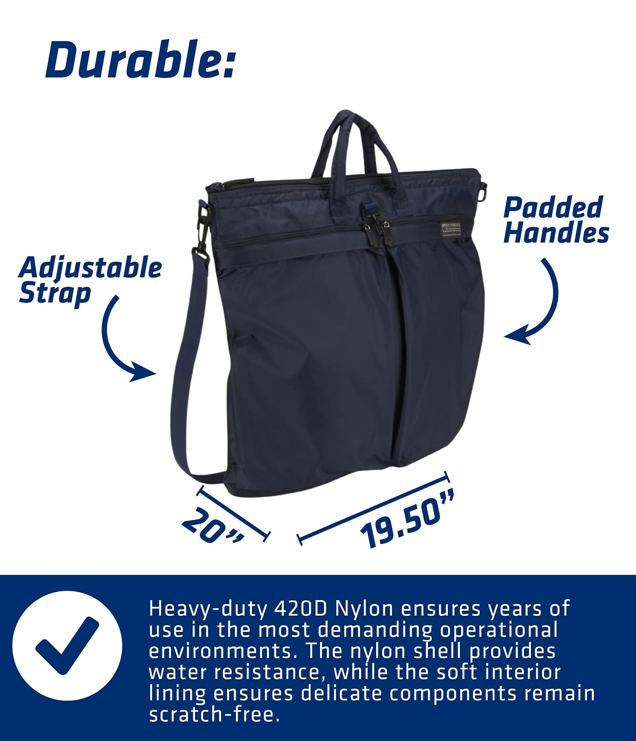 FLYBOYS FlyBoys Jumbo Helmet Bag - Fits All Military-Issued & Civilian Flight Helmets - Expanded Capacity, Nylon Shoulder Bag - for Professional Pilots, General Aviation - 19.5 in X 20 in - Black