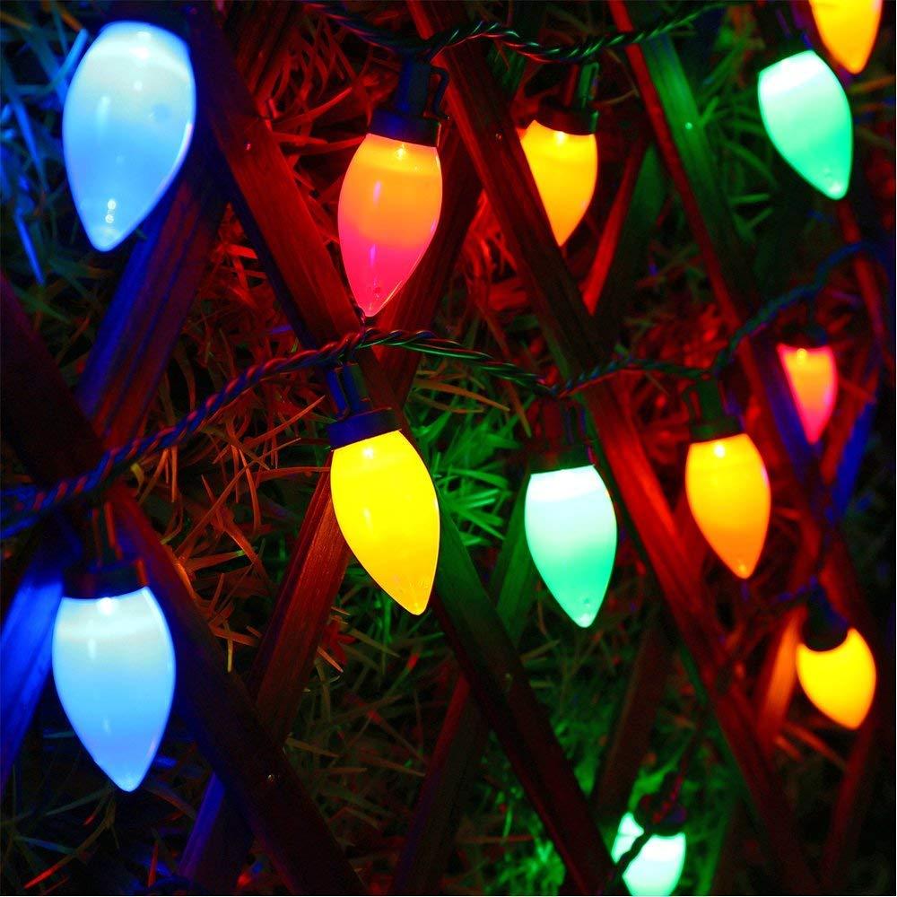 HAYATA Multi Color C9 Big Bulbs Classic Christmas Lights 50 LED 32ft Indoor Outdoor Home Yard Xmas Tree Decorations (Multi Color - 50LED)