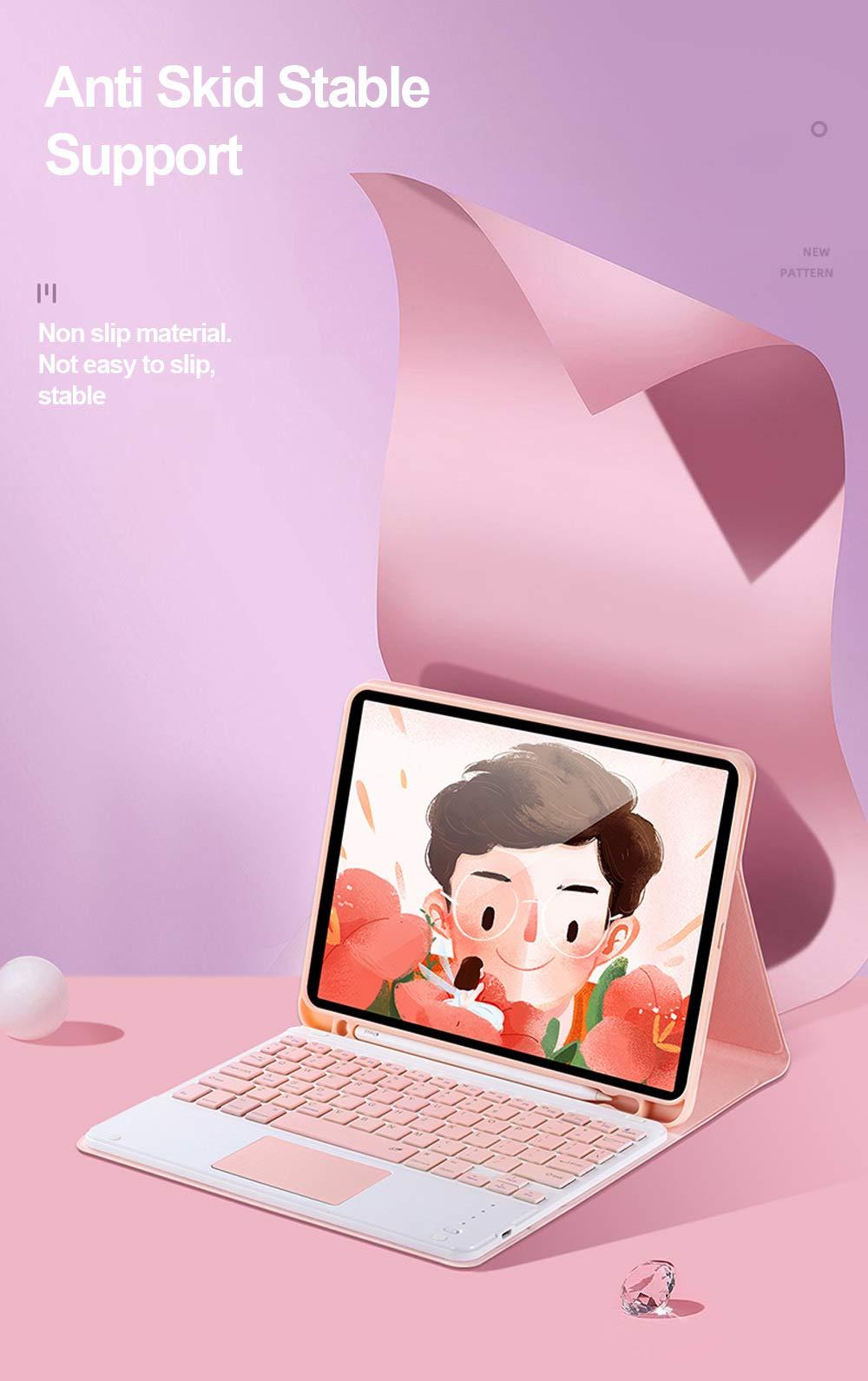 SENLAN for iPad Mini 6th Generation 8.3 '' Keyboard Case with Touchpad/Pencil Holder Detachable Bluetooth Keyboard Color Keys Slim PU Leather case for iPad Mini6 (Mint Green, iPad mini6)