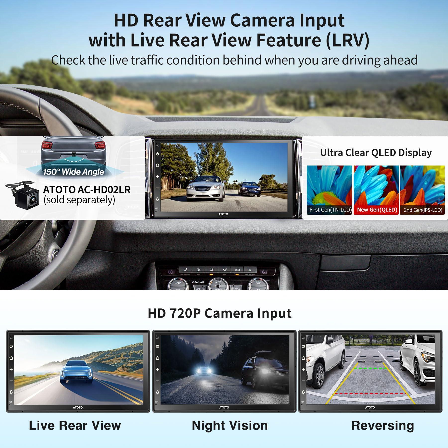 ATOTO ATOTO A6PF 7inch Double DIN Android Car Stereo QLED Touchscreen, Wireless CarPlay & Wireless Android Auto, MirrorLink, GPS Tracking, Dual Bluetooth, WiFi/BT/USB Tethering, HD LRV, 2G+32G, A6G2B7PF