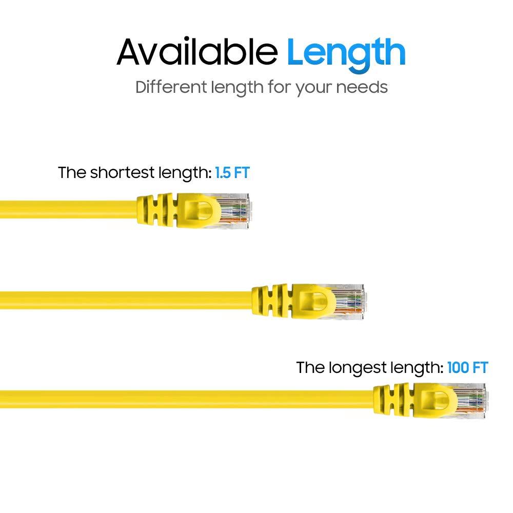 Cmple Cmple - Cat 6 Ethernet Cable 10 ft, Cat6 Patch Cables 10Gbps LAN Cable, 550MHz Network Cable, RJ45 Connectors, Compatible with Gaming Computer, Laptop, Modem, Router, HDTV, Gaming Console - Yellow