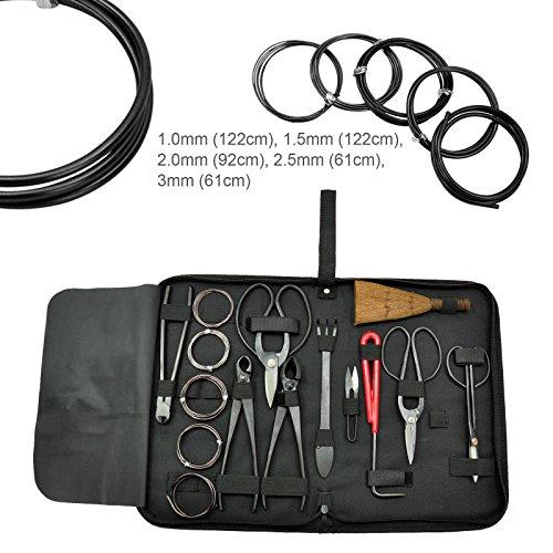 bonsai tools Bonsai Tool Set 10-pc Carbon Steel with Cutter Spatula Roll Wires Nylon Case New