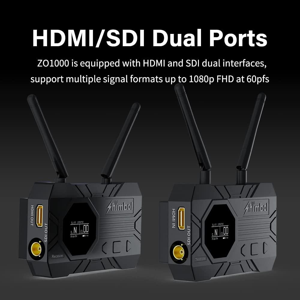 Shimbol Shimbol ZO1000 Wireless Video Transmission System, USB-C UVC Capture,1080P HDMI SDI Transmitter and Receiver, 0.08s Latency, 1000ft Range, 1 TX to 2 RX monioring,for Live Streaming