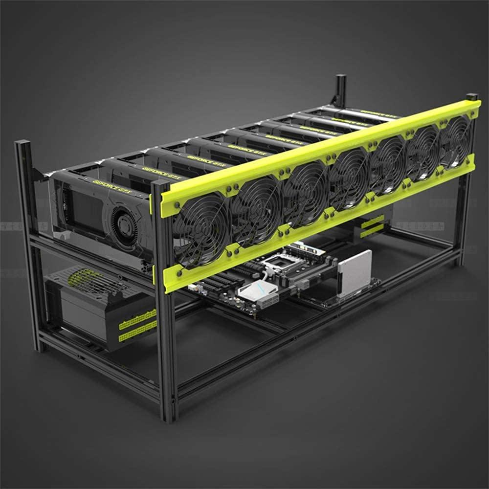 HLL HLL Professional 68 GPU Miner Mining Case Aluminum Frame Mining Rig for ETH ZECBitcoin Crypto Coin Currency Mining Veddha (V3D-8GPU+7FANS)