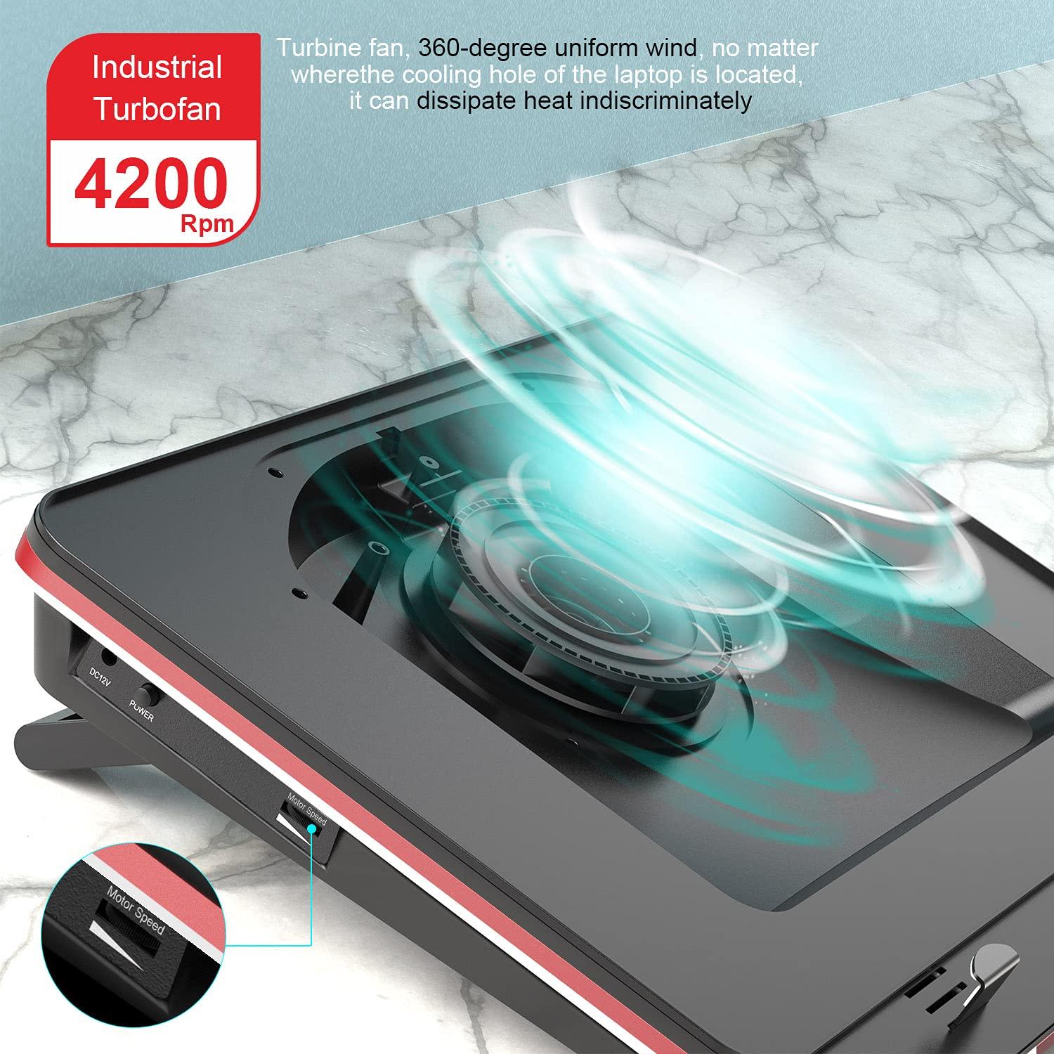 IETS IETS GT500 Powerful Turbo-Fan (4200 RPM) Laptop Cooling Pad with Infinitely Variable Speed,Seal Foam for Rapid Cooling Gaming Laptop,Dust Filter for Protect Laptop,13-17.3inch Laptop Cooler