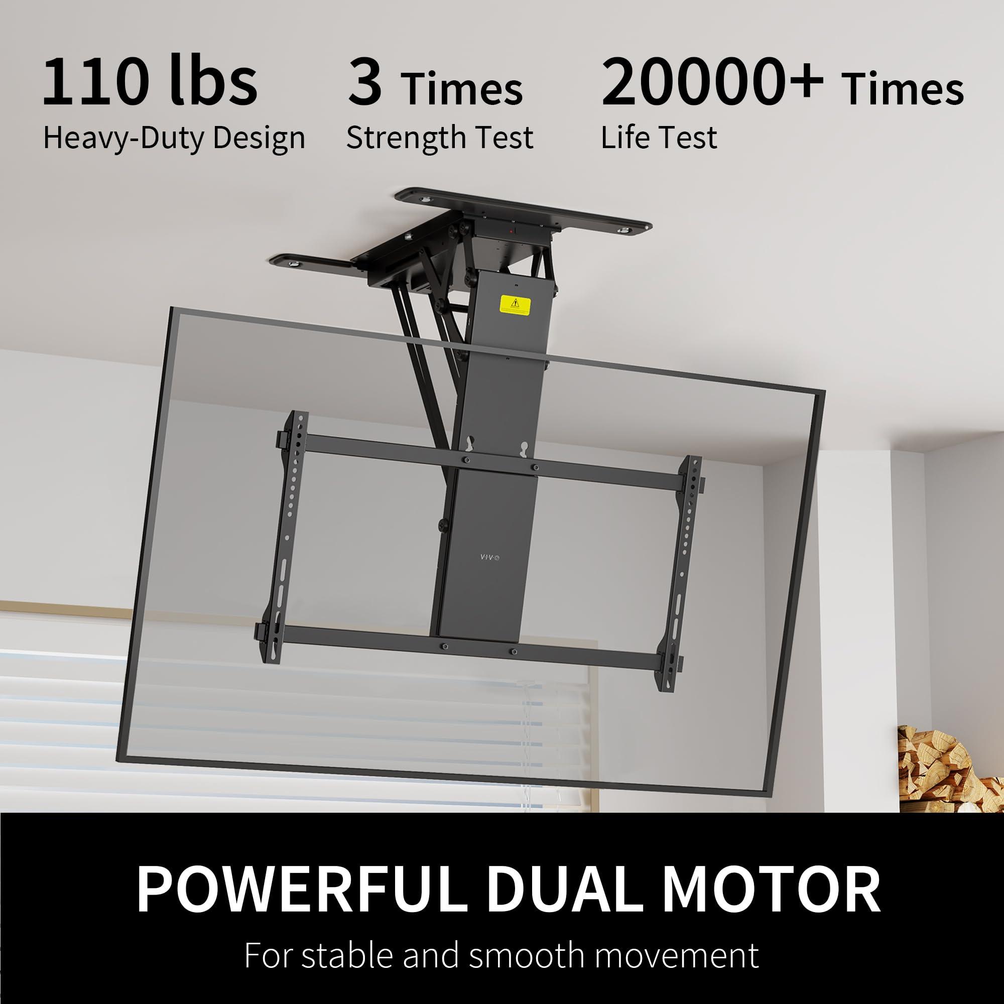 VIVO VIVO Electric TV Ceiling Mount for 40 to 85 inch Screens, Large Flip-Down Motorized Pitched Roof VESA Mount, Master Pack, Black, MOUNT-E-FD85