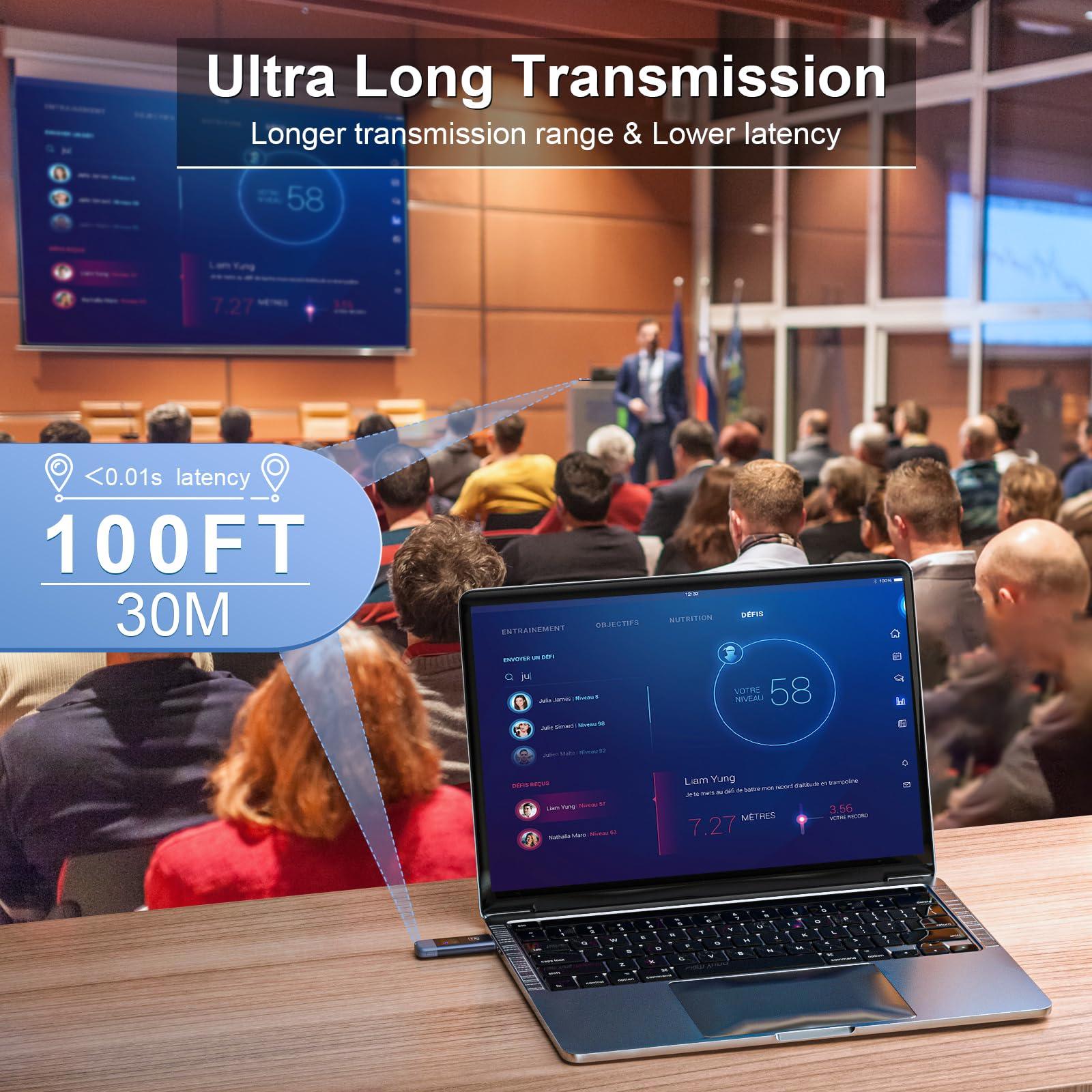 TTQ Wireless HDMI Transmitter and Receiver, 4K Decode 1080P Output, Wireless HDMI Sender Extender, Metal Housing, LED Display, 100FT Range, 2.4G&5G, for PC/DV/HDTV/Projector/TV Box, No Need App/Bluetooth