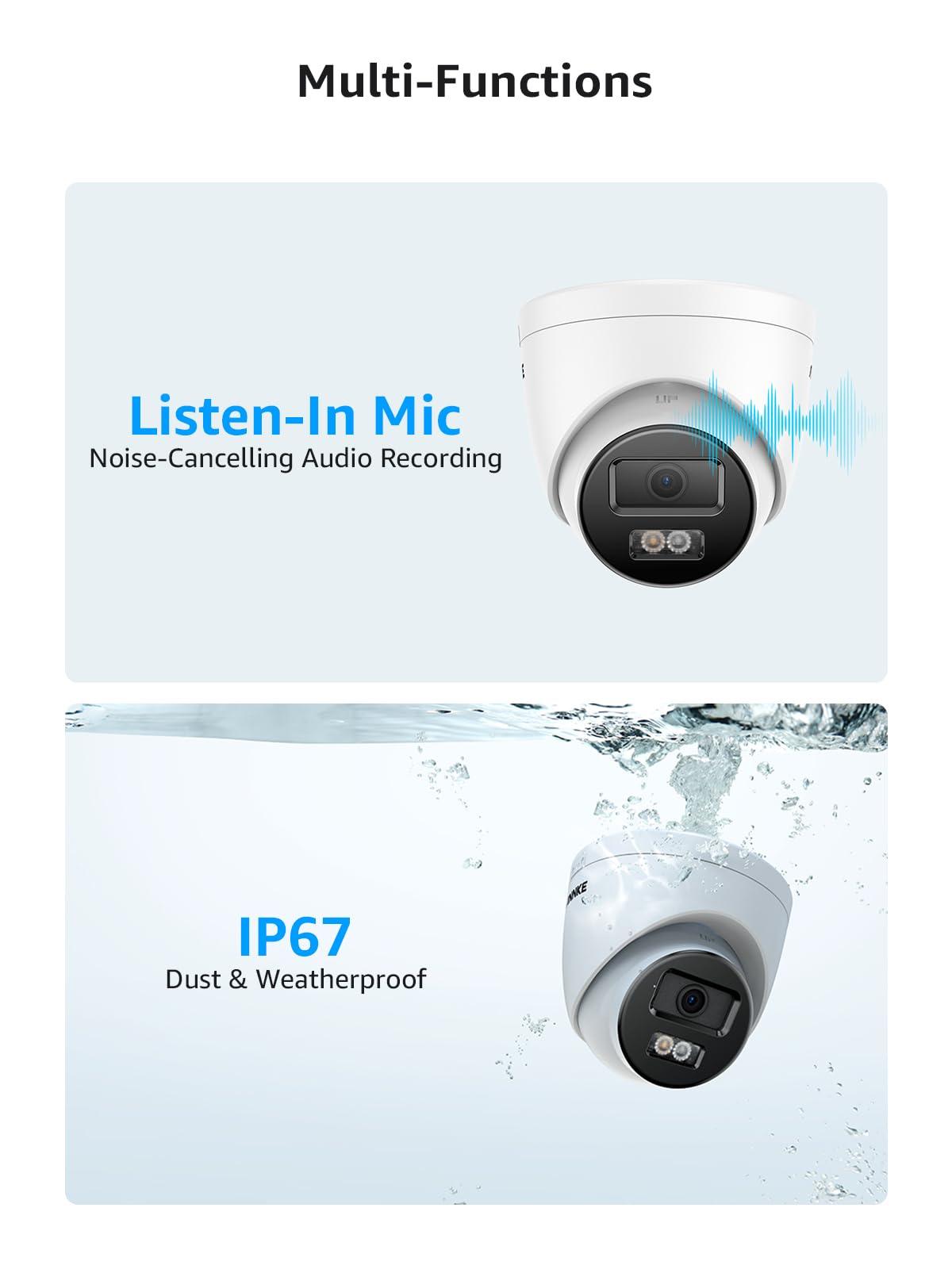 ANNKE ANNKE H800 4K PoE Security Camera System with Audio Recording, 8 Channel 4K H.265+ NVR with 8Pcs 8MP IP Turret Cameras, Wide-Angle, IP67 Weatherproof, 100 FT EXIR Night Vision with Smart IR, 4TB HDD