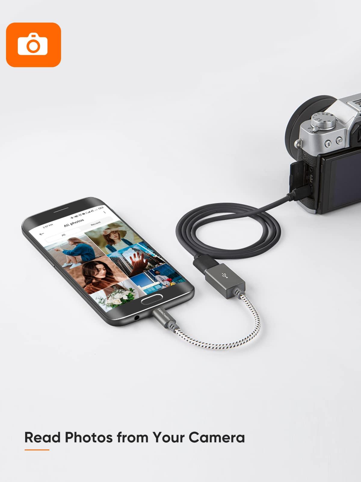 CableCreation CableCreation USB to Micro USB Adapter 0.15m, USB 2.0 Male to Female for USB Micro-B Devices S7, Flash Drive, Mouse, Keyboard, Game Controller, Aluminum Space Gray