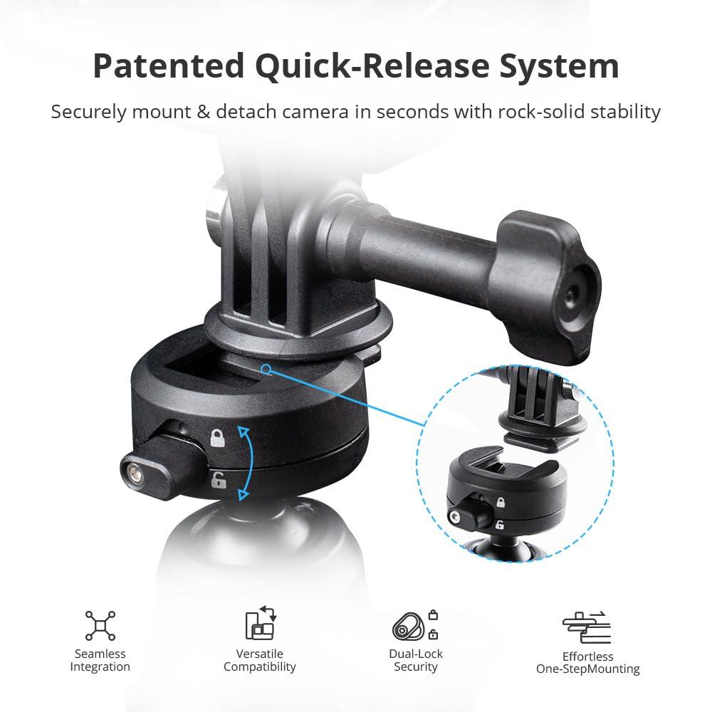 PGYTECH PGYTECH CapLock Bike Motorcycle Handlebar Mount for DJI OSMO Action 5 Pro/4/3/Pocket 3, for Gopro Hero 13/12/11, for Insta360 Ace Pro 2/X4/X3/ONE RS, Action Camera Phones with 1/4\"-20 Thread Adapter