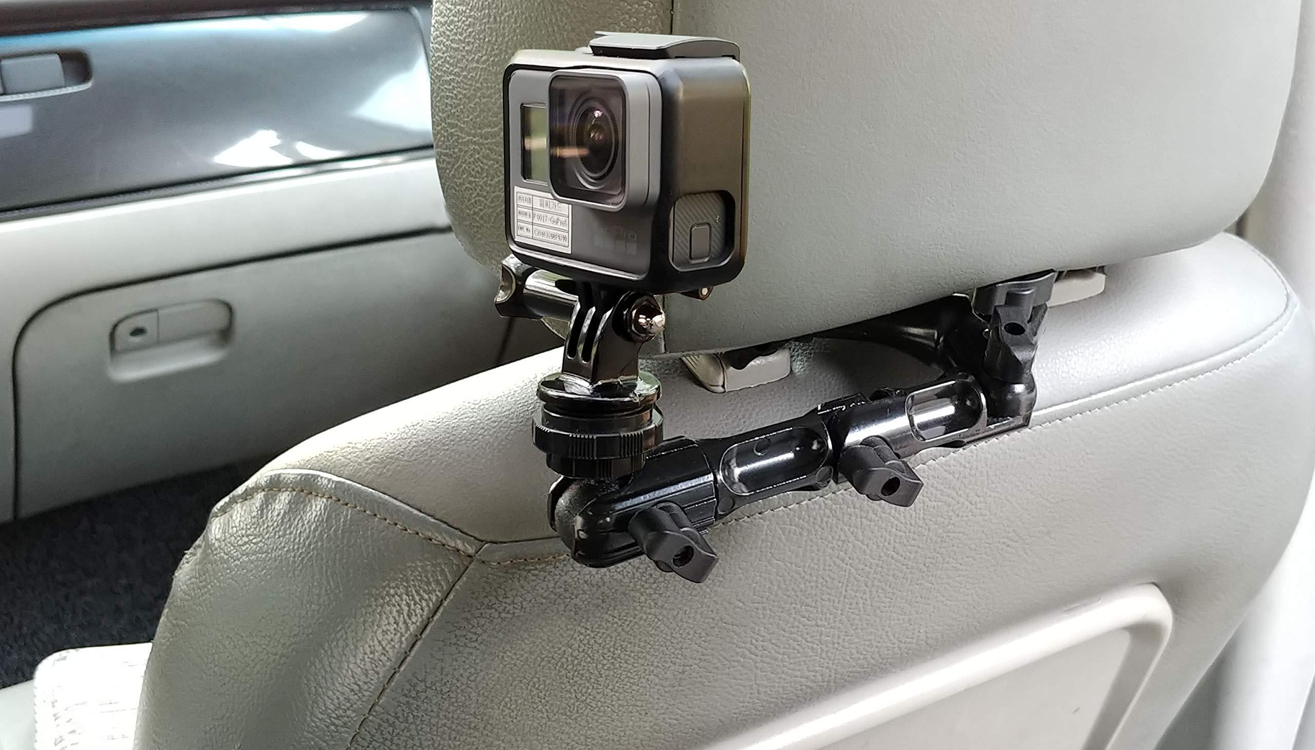 Top Mount All Metal Frame Structure Y-Shaped headrest Mount for Camera That has 1/4-inch Hole and Go Pro Camera Camera Mount Go Pro Mount