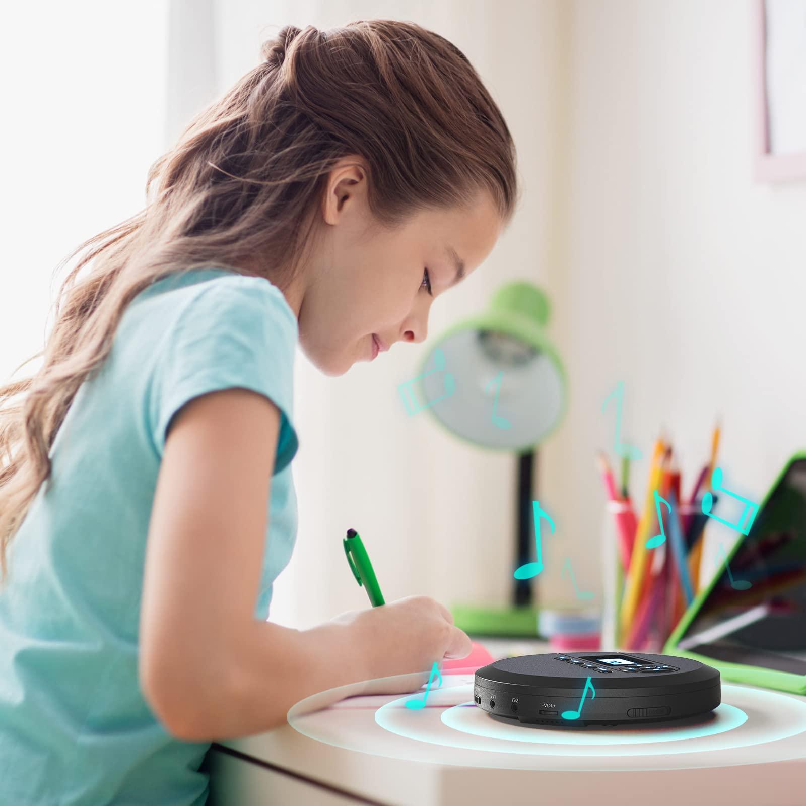 Desobry DESOBRY CD Player Portable with Speakers & FM Transmitter, Rechargeable Compact CD Player for Car Built-in 2000mAh, Portable Player with LCD Screen, Earphones, AUX Cord