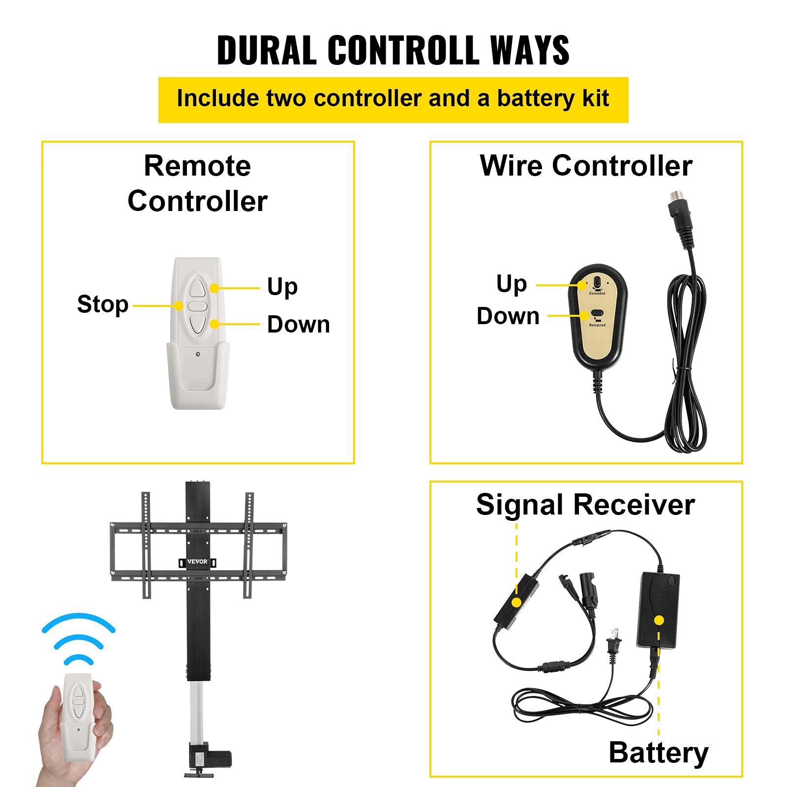 VEVOR VEVOR Motorized TV Lift Stroke Length 31 Inches Motorized TV Mount Fit for Max.60 Inch TV Lift with Remote Control Height Adjustable 42-73 Inch,Load Capacity 132 Lbs