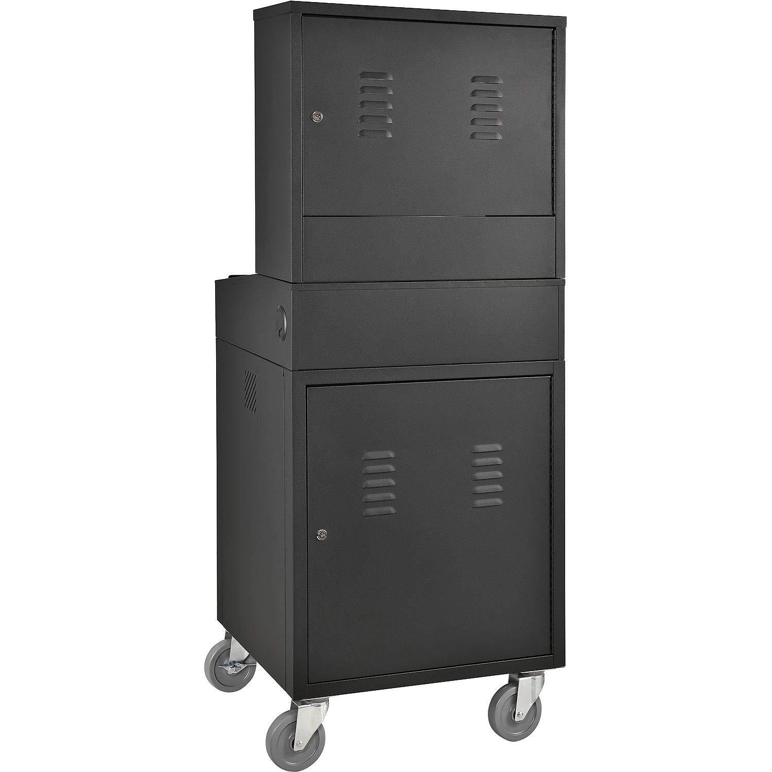 Global Industrial Global Industrial Mobile Security LCD Computer Cabinet Enclosure, Black, 24-1/2"W x 22-1/2"D x 62-3/4"H