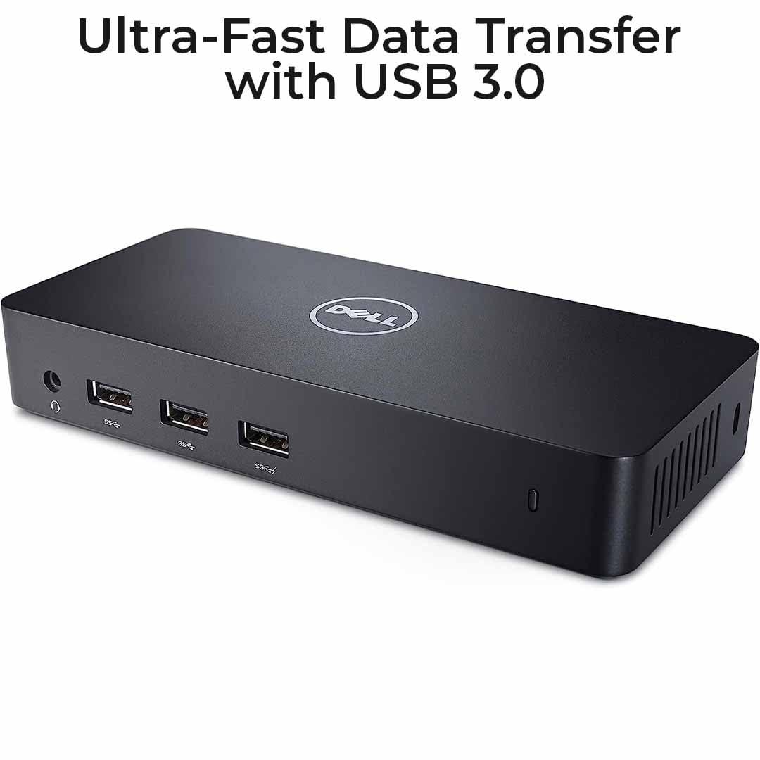 Crossery Dell D3100 Docking Station Bundle - Dual Monitor USB 3.0 Ultra HD/4K Support - Includes HDMI Cable, 65W Power Adapter, Ethernet Cable & Microfiber Cleaning Cloth (Renewed)