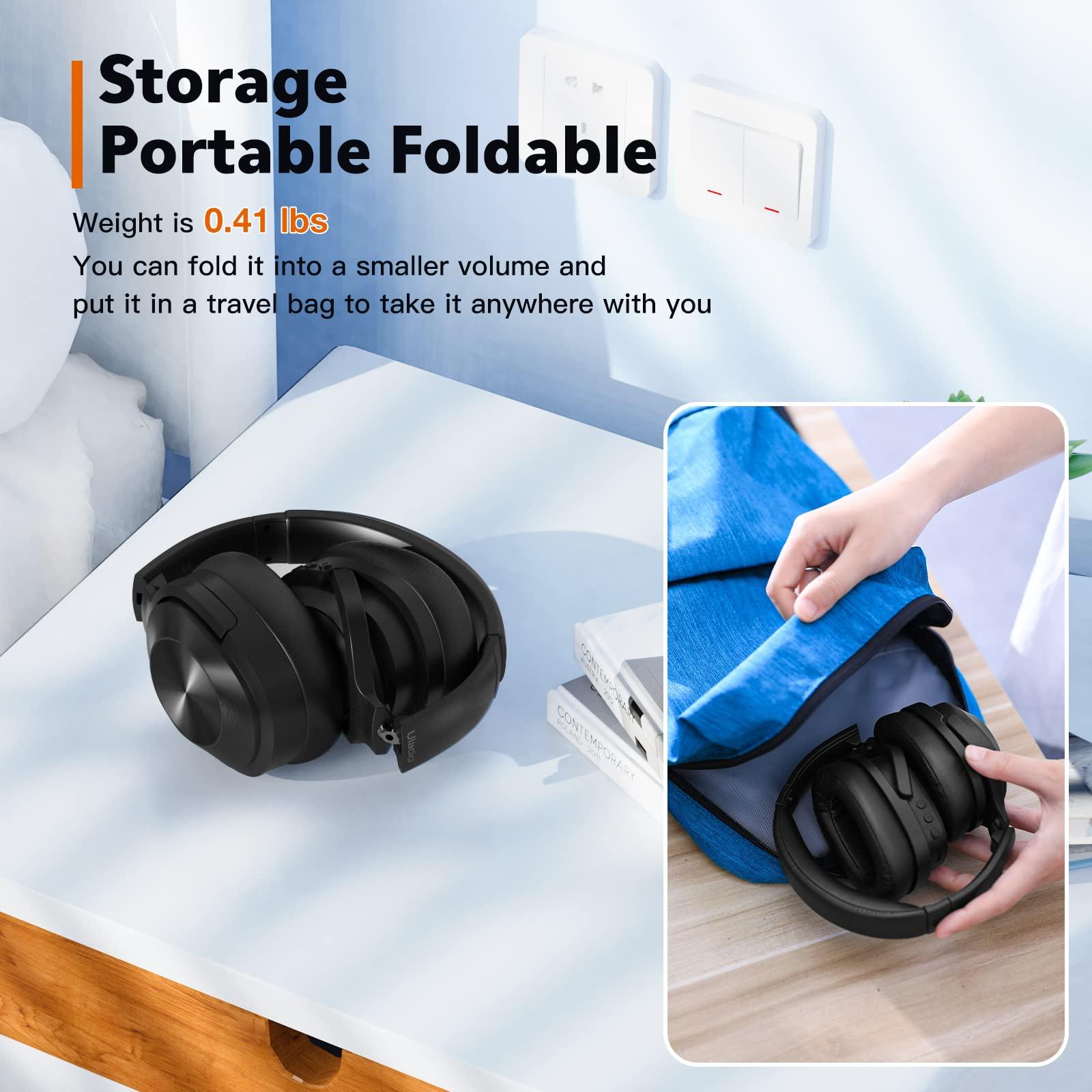 Ulacici Active Noise Cancelling Headphones,Wireless Bluetooth Headphones Built-in Mic 40 Hours Playtime Wireless Noise Cancelling Headphone 3D Low Bass Tone Fast Charge