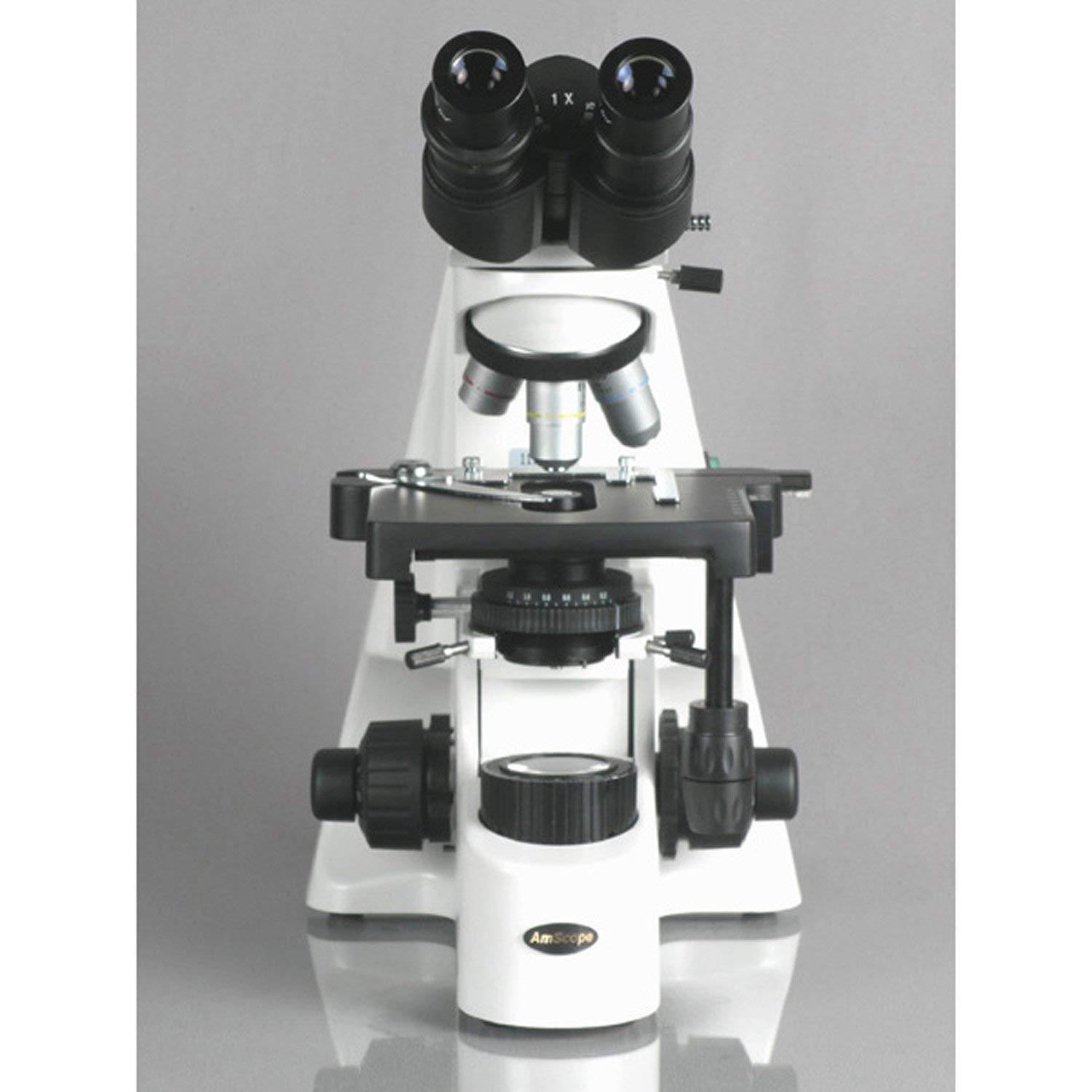 AmScope AmScope B660A 1500X Siedentopf Binocular Compound Microscope, 40X-1500X Magnification, WH10x and WH15x Super-Widefield Eyepieces, Semi-Plan Objectives, Brightfield, Kohler Condenser, Double-Layer Mechanical Stage