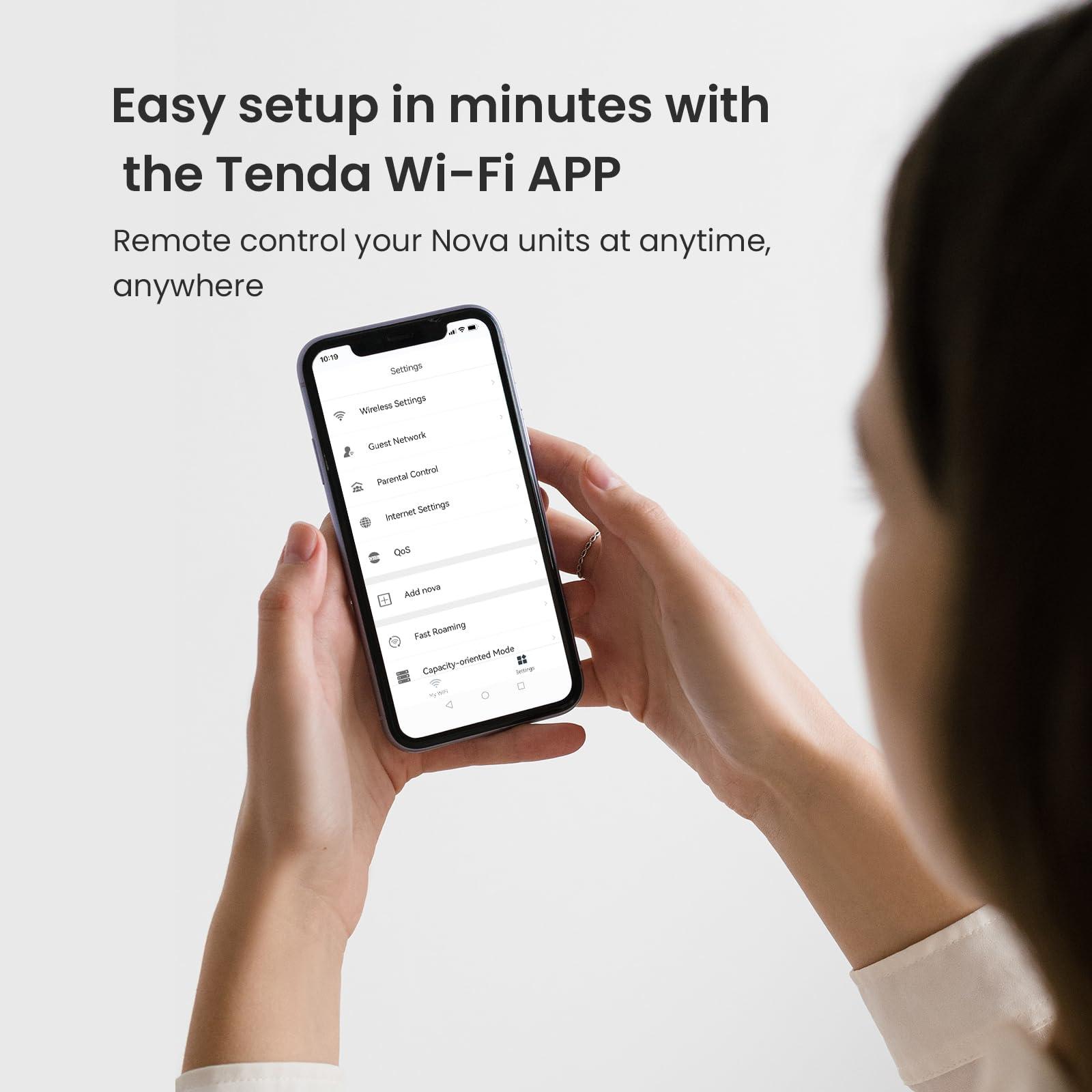 Tenda Tenda Nova Mesh WiFi System MW5G - Covers up to 3500 sq.ft - AC1200 Whole Home WiFi Mesh System - Gigabit Mesh Router for 80 Devices - Dual-Band Mesh Network to Replace Router and Extender - 3-Pack
